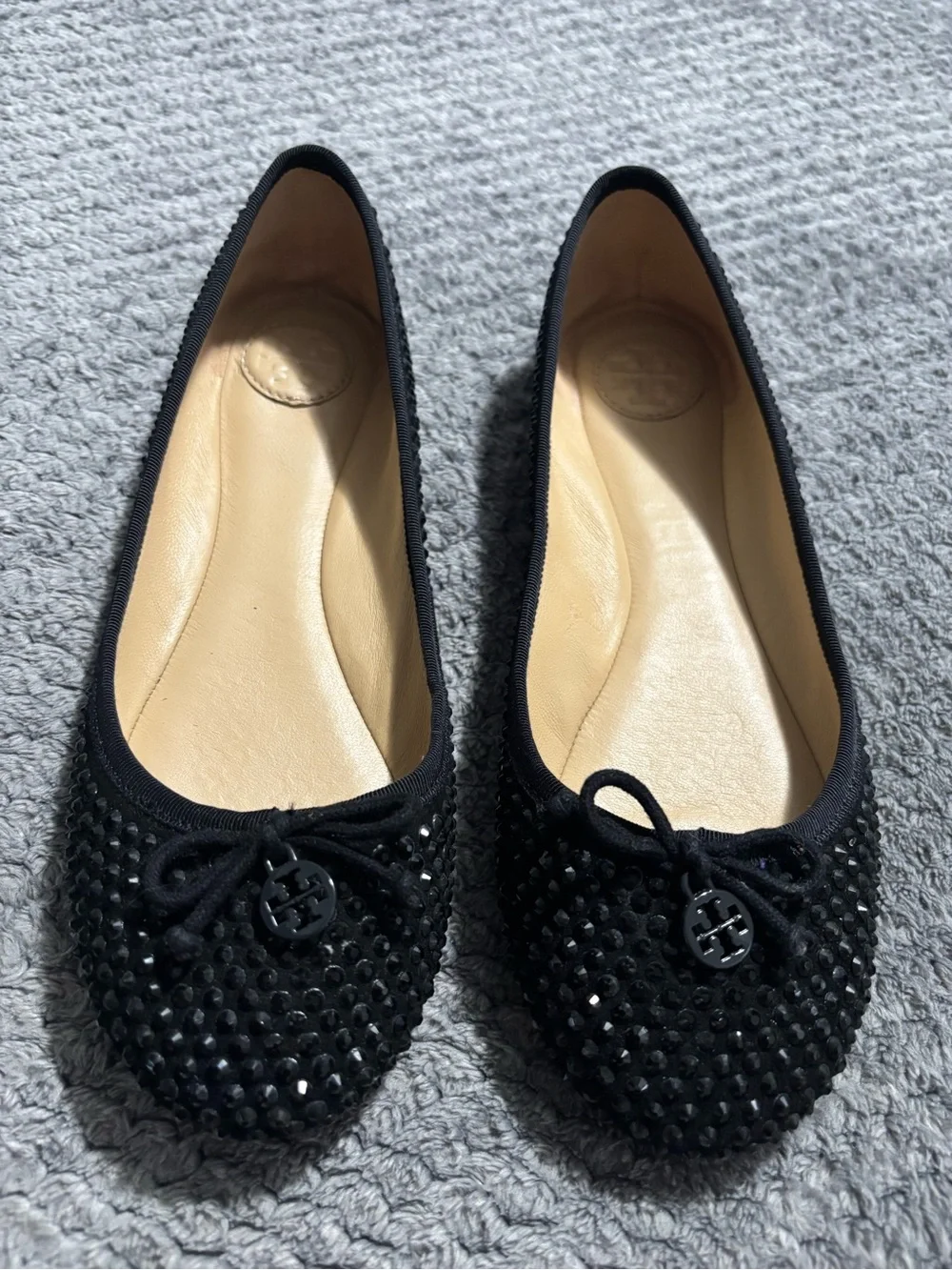 Tory Burch Black Studded Ballet Flats